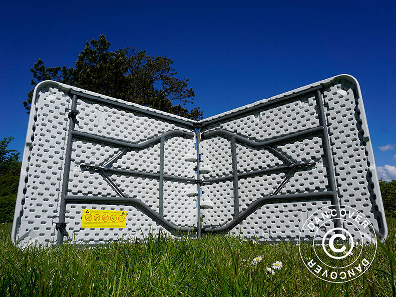 Fest paket,1 fällbord (180cm) + 2 fällbara bänkar (183cm), Ljusgrå