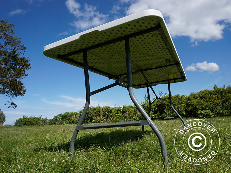 Fest paket,1 fällbord (180cm) + 2 fällbara bänkar (183cm), Ljusgrå