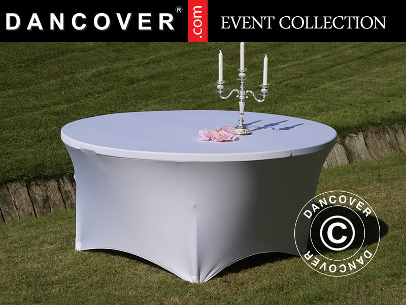 Bordsöverdrag med stretch Ø152x74cm, Vit