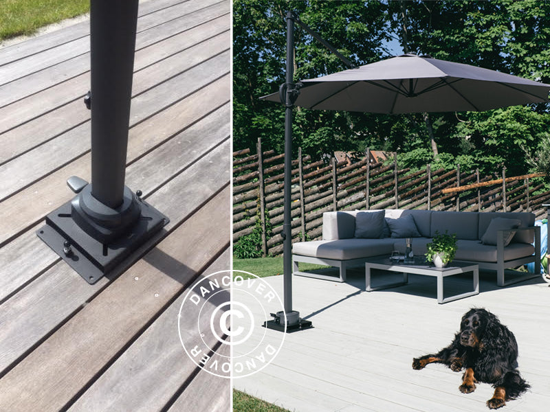 Parasollfot Frihängande för träterrass, 25x25cm, Svart
