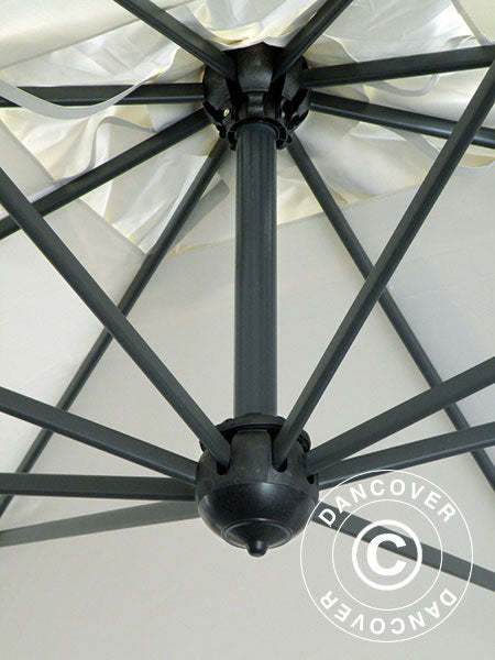 Frihängande parasoll Napoli Braccio med kant, 3x3m, Naturfärgat