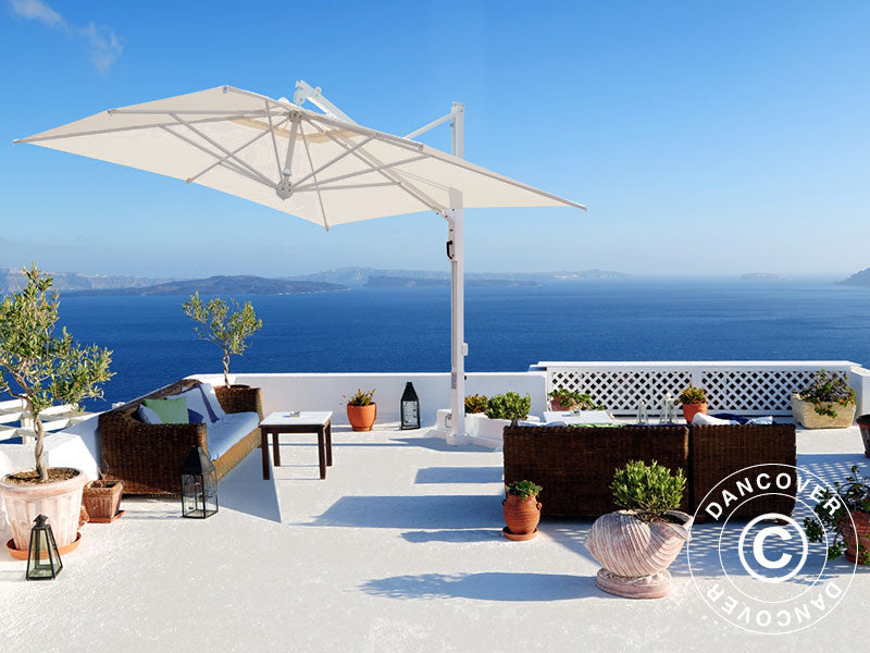 Frihängande parasoll Galileo White, 3x3m, Naturfärgat