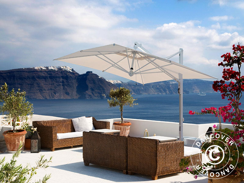 Frihängande parasoll Galileo White, 3,5x3,5m, Naturfärgat