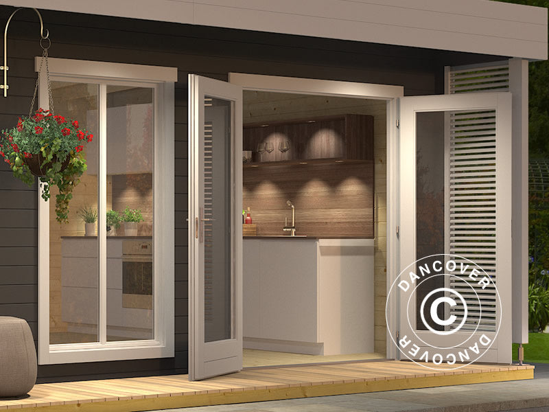 Stuga i trä Vienna, 5,7x3,8x2,45m, 40mm, Mörkgrå