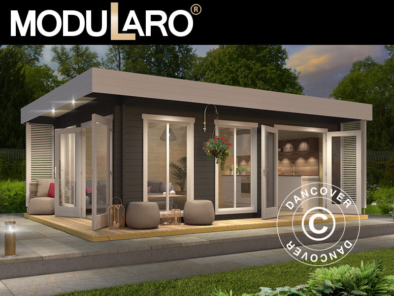 Stuga i trä Vienna, 5,7x3,8x2,45m, 40mm, Mörkgrå