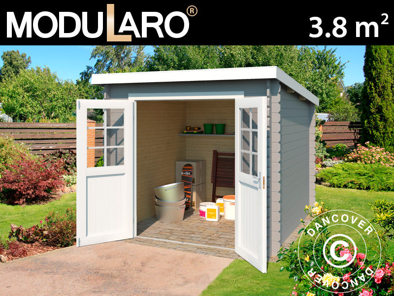 Redskapsbod i trä Hagen 2,3x1,75x2,11m, 28mm, 3,8m², Ljusgrå