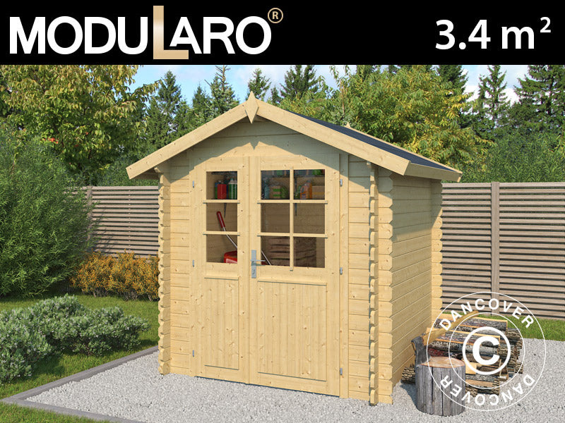 Redskapsbod i trä Toulouse 1,9x1,9x2,22m, 28mm, 3,4m², Naturlig