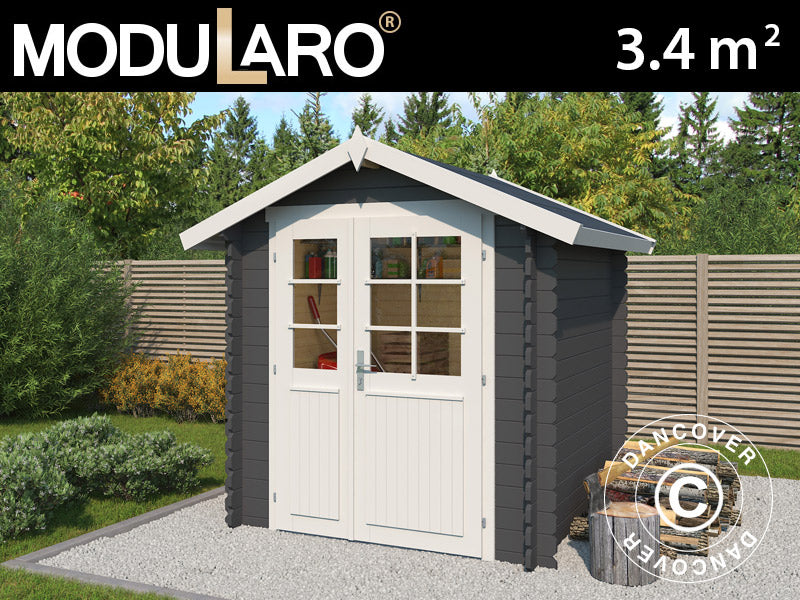 Redskapsbod i trä Toulouse 1,9x1,9x2,22m, 28mm, 3,4m², Mörkgrå