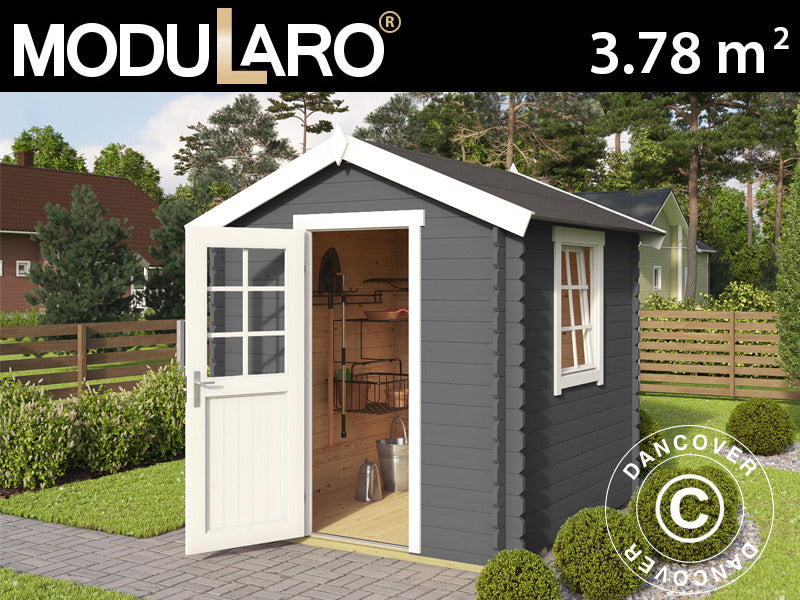 Redskapsbod i trä Lyon 2x2x2,34m, 28mm, 3,78m², Mörkgrå