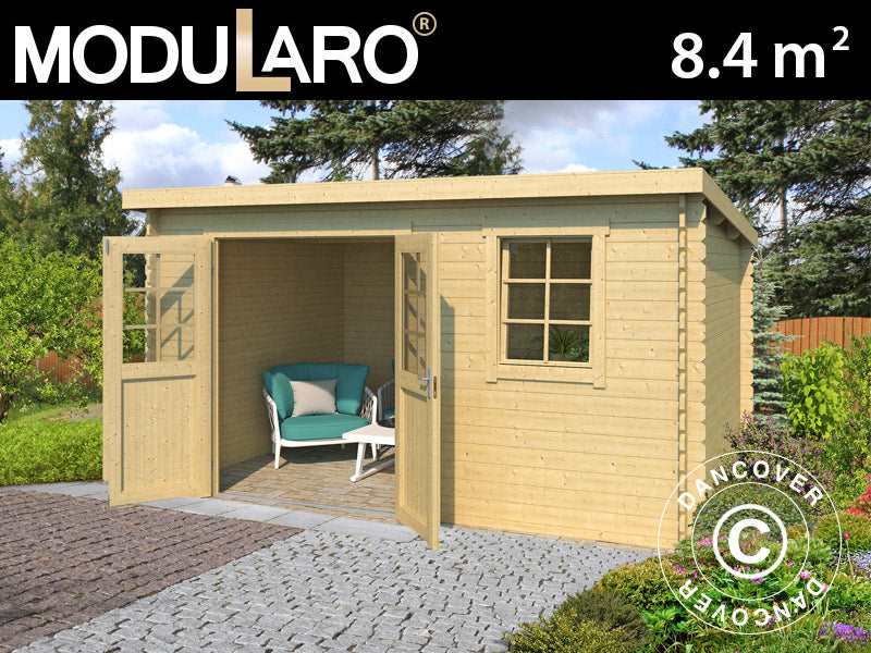 Redskapsbod i trä Asker 3,8x2,3x2,11m, 28mm, 8,4m², Naturlig