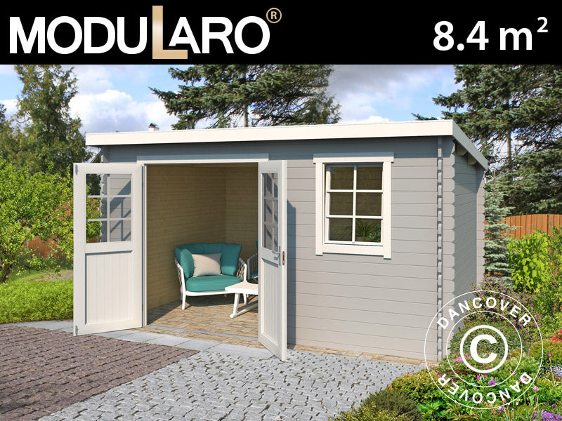 Redskapsbod i trä Asker 3,8x2,3x2,11m, 28mm, 8,4m², Ljusgrå