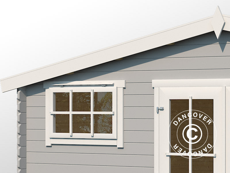 Redskapsbod, stuga i trä Sandvika 4,8x2,92x2,45m, 28mm, 13,59m², Ljusgrå