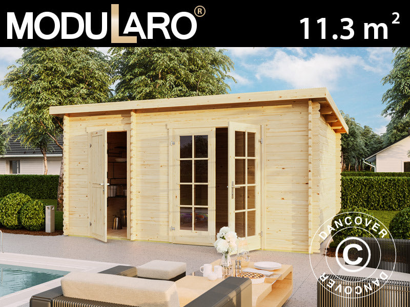 Redskapsbod, stuga i trä Riga 4,25x2,8x2,22m, 34mm, 11,3m², Naturlig