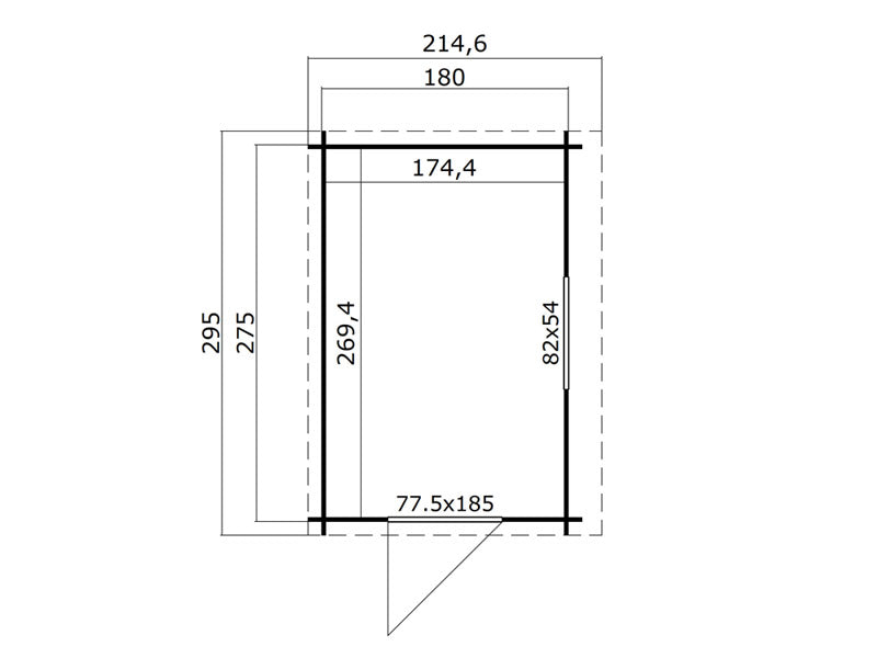 Redskapsbod mot vägg i trä Vanda 1,8x2,75x2,68m, 28mm, 4,7m², Mörkgrå