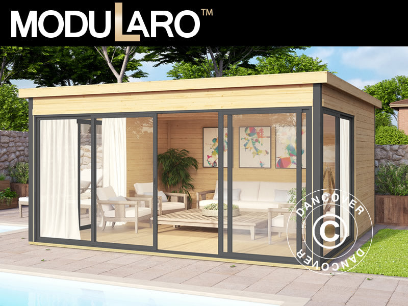 Stuga i trä Geneva, 4,18x4,18x2,39m, 44mm, Naturlig