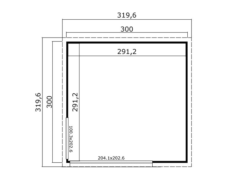 Stuga i trä Set Geneva, 3x3x2,39m, 44mm, Ljusgrå