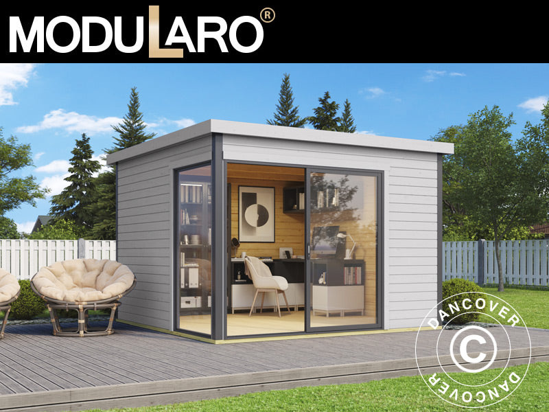 Stuga i trä Set Geneva, 3x3x2,39m, 44mm, Ljusgrå