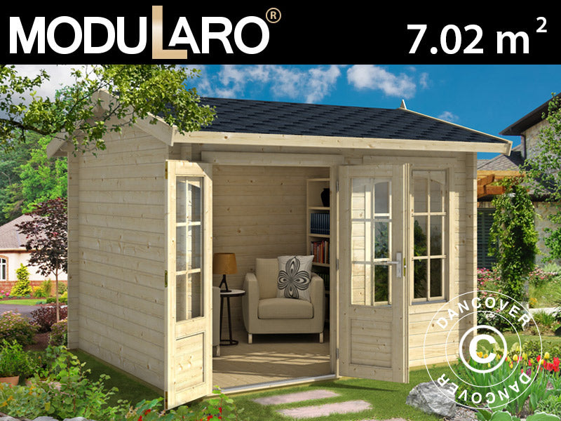 Stuga i trä Stavanger 3x2,5x2,45m, 44mm, Naturlig