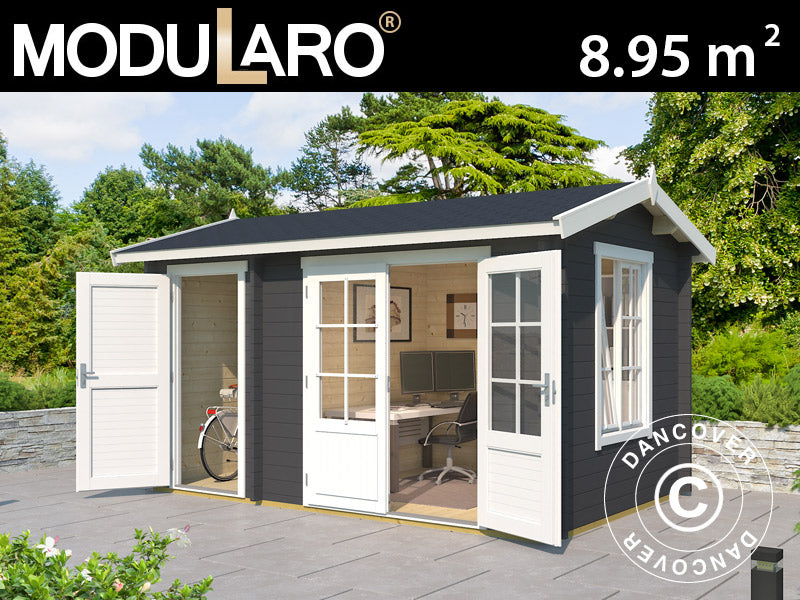 Stuga i trä med bod Maardu 3,9x2,4x2,51m, 44mm, Mörkgrå