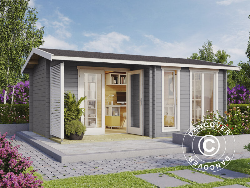 Stuga i trä Talsi 5,2x3,7x2,51m, 44mm, Ljusgrå