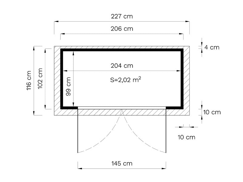 Bertilo redskapsbod i trä Wallstore Velo, 2,06x1,02x1,35m, 2,1m², Naturlig