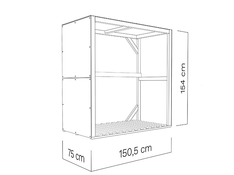Vedförvaring, Bertilo HPL 2, 1,51x0,75x1,54m, 1,13m², Antracit/Grå BARA 5 ST. KVAR