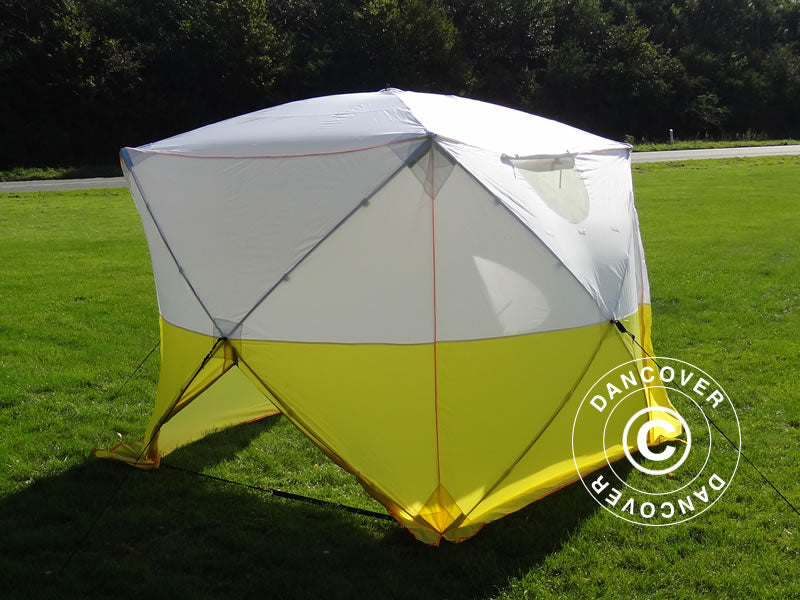 Arbetstält, FleXshelter Basic+, 2,5x2,5x2m, Flamskyddad, Gul/Vit