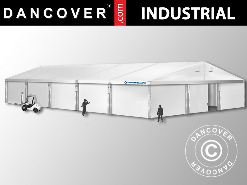 Industriell förvaringshall Alu 12x25x5,92m med skjutport, PVC, Vit