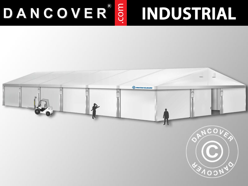 Industriell förvaringshall Alu 15x30x6,53m med skjutport, PVC, Vit