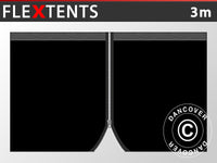 Sidovägg m/ blixtlås för FleXtents, 3m, Svart