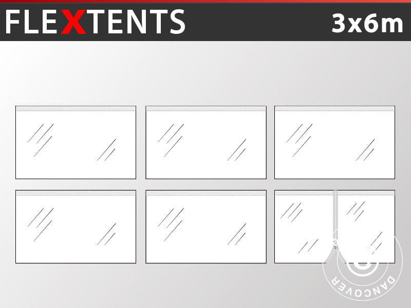 Sidovägg kit för Snabbtält FleXtents 3x6m, Transparent