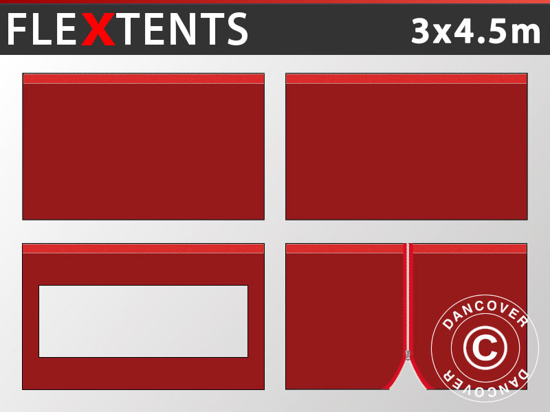 Sidovägg kit för Snabbtält FleXtents 3x4,5m, Röd