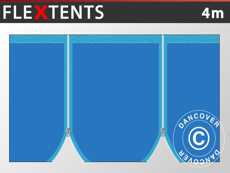 Sidovägg med dragkedja för FleXtents, 4m, Blå