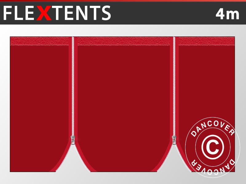 Sidovägg med dragkedja för FleXtents, 4m, Röd