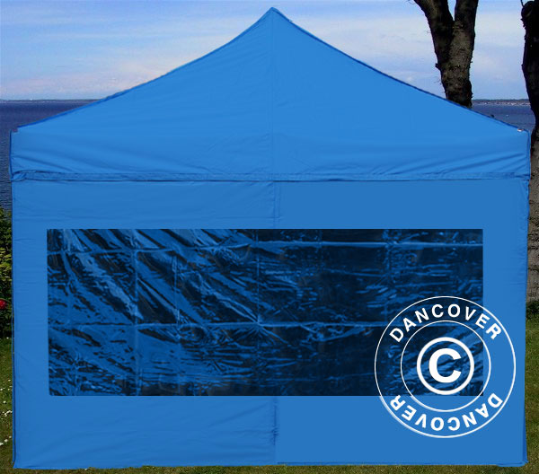 Sidovägg m/ panoramafönster för FleXtents, 4m, Blå