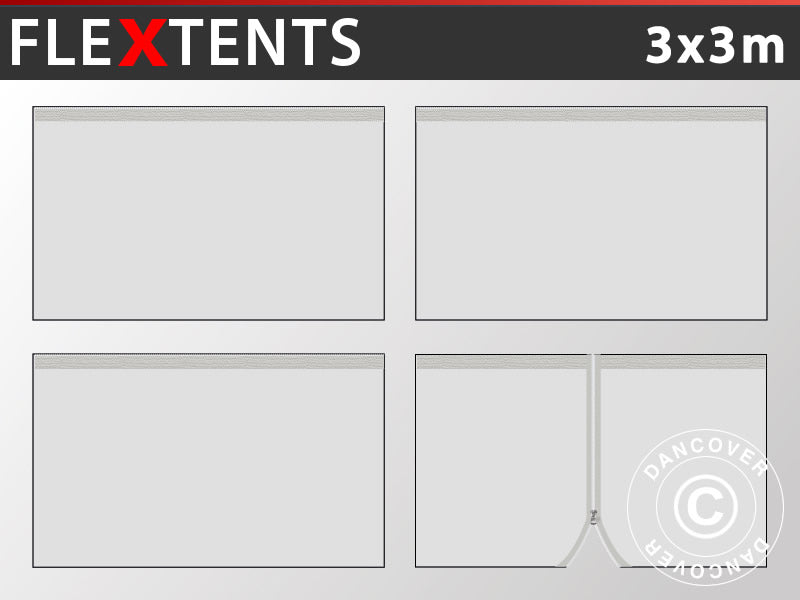 Sidovägg kit för Snabbtält FleXtents 3x3m, Silver