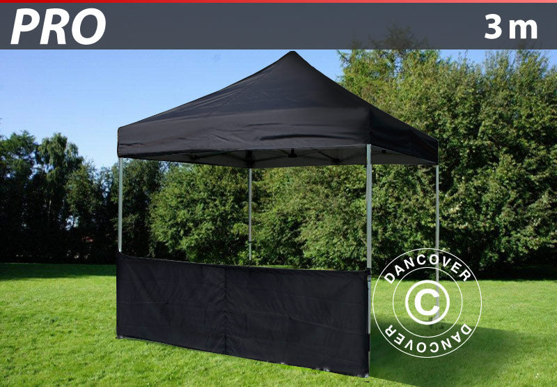 Halv sidovägg för FleXtents PRO, 3m, Svart