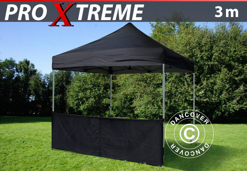 Halv sidovägg för FleXtents PRO Xtreme, 3m, Svart