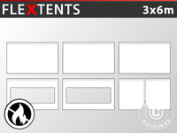 Sidovägg kit för Snabbtält FleXtents 3x6m, Vit, Flammhämmande