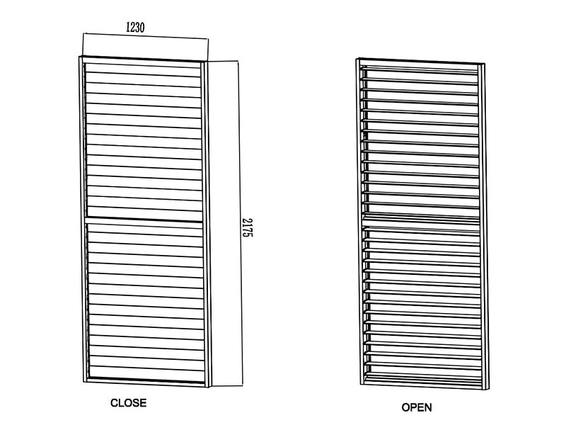 Lamellvägg till bioklimatisk pergola paviljong San Pablo, 1,23x2,175m, Vit