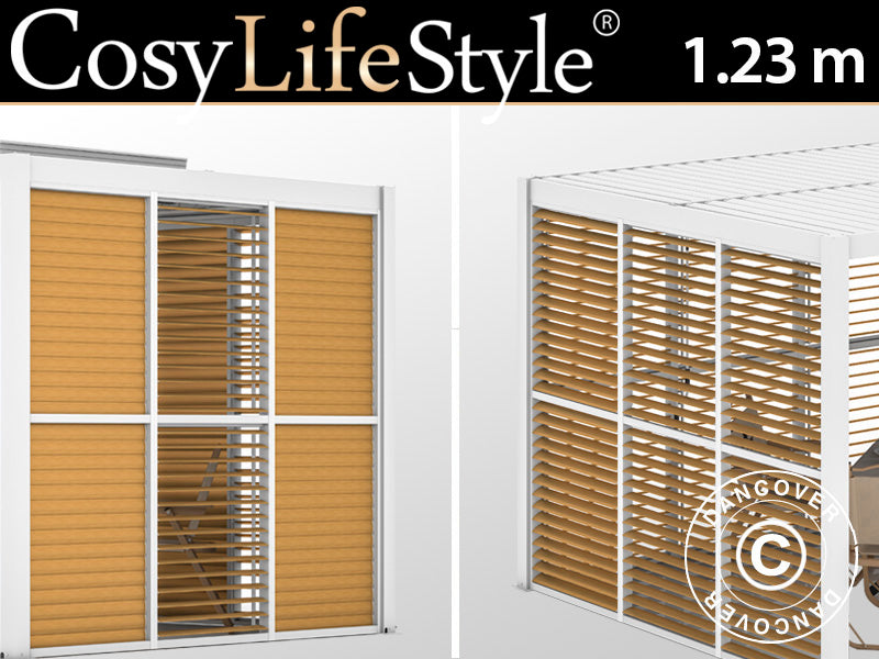 Lamellvägg till bioklimatisk pergola paviljong San Pablo, 1,23x2,175m, Träfinish/Vit