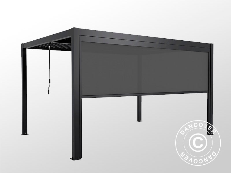 Sidoväggsskärm f/bioklimatisk pergola paviljong San Pablo, 3m, Svart
