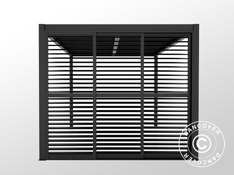 Set med skjutdörrar med lameller till pergolapaviljong San Pablo 3m, 0,92x2,18m, Svart