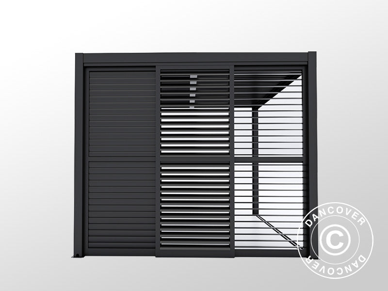 Set med skjutdörrar med lameller till pergolapaviljong San Pablo 3m, 0,92x2,18m, Svart