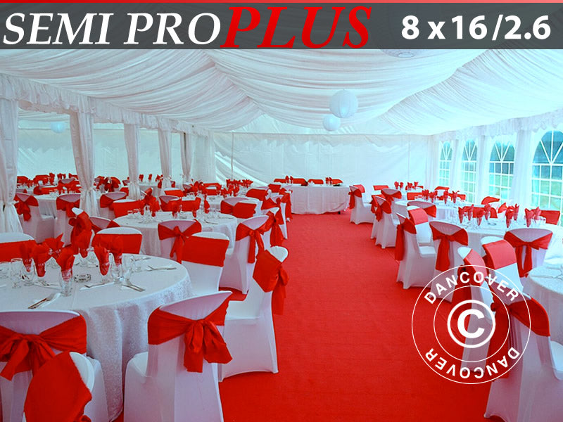 Beklädnad och gardinpack, Vit, till 8x16m (2,6) partytält SEMI PRO Plus