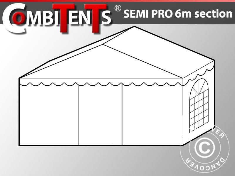 2m ändsektionsförlängning för Semi PRO CombiTent®, 6x2m, PVC, Vit