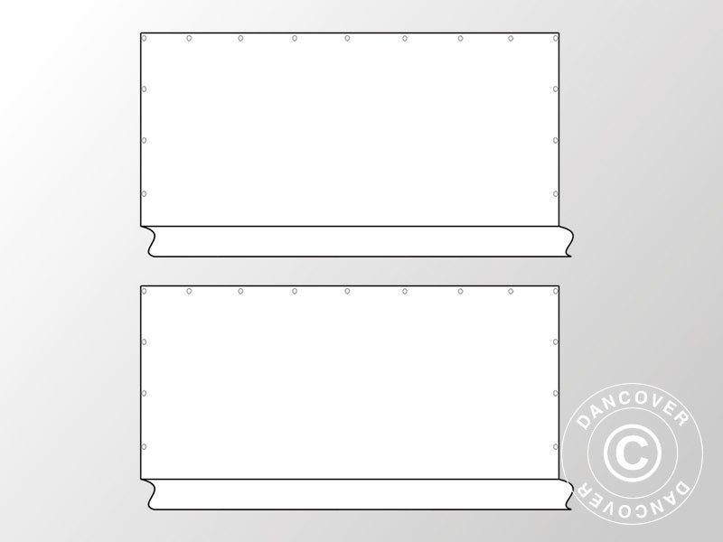 Sidoväggar utan fönster för partytält PLUS 6m, 2 st, Vit