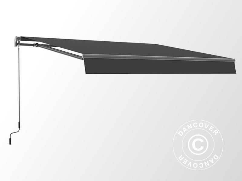 Markis med vevhandtag, 3,95x3m, Grå/Grå Ställning