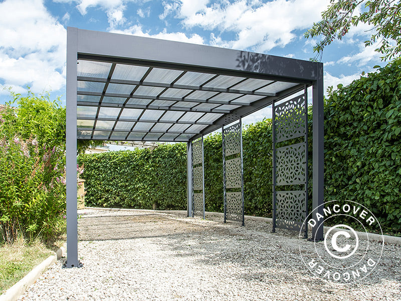 Carport Libeccio 3 med sidopaneler, 3,26x5,09x2,34m, Antracit