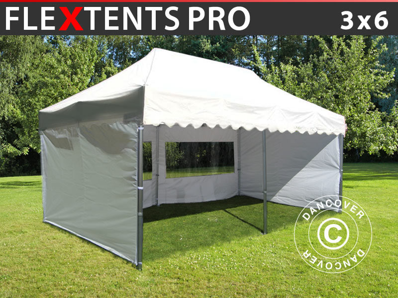 Snabbtält FleXtents PRO "Wave" 3x6m Vit, inkl. 6 sidor